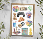 Game Night Stickers. Gaming Stickers. Bord Games Stickers. Family night Sticker Sheet. Planner Scrapbooking