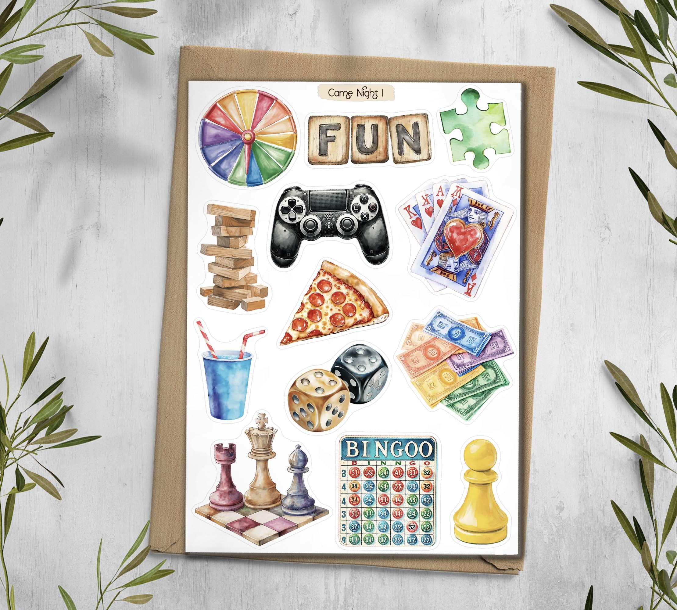 Game Night Stickers. Gaming Stickers. Bord Games Stickers. Family night Sticker Sheet. Planner Scrapbooking