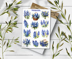 Bluebonnet Flower Stickers: Wildflower Spring Decals