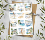 French Riviera Stickers. Summer Travel Scrapbook Stickers. Sea cost stickers