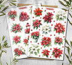 Poinsettia Christmas Stickers