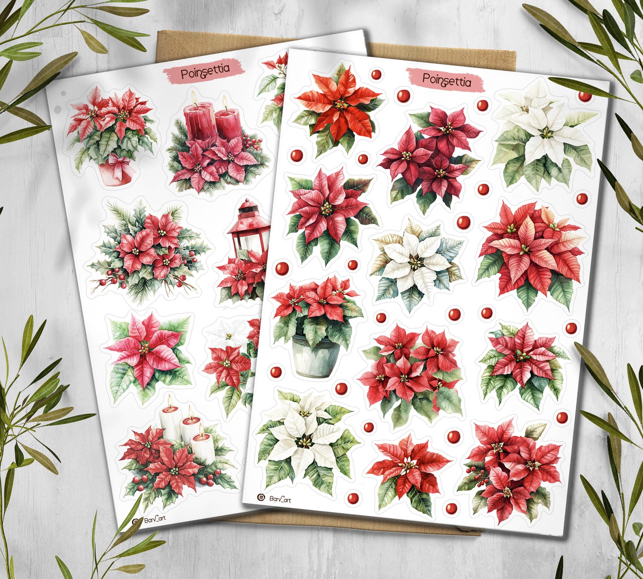 Poinsettia Christmas Stickers
