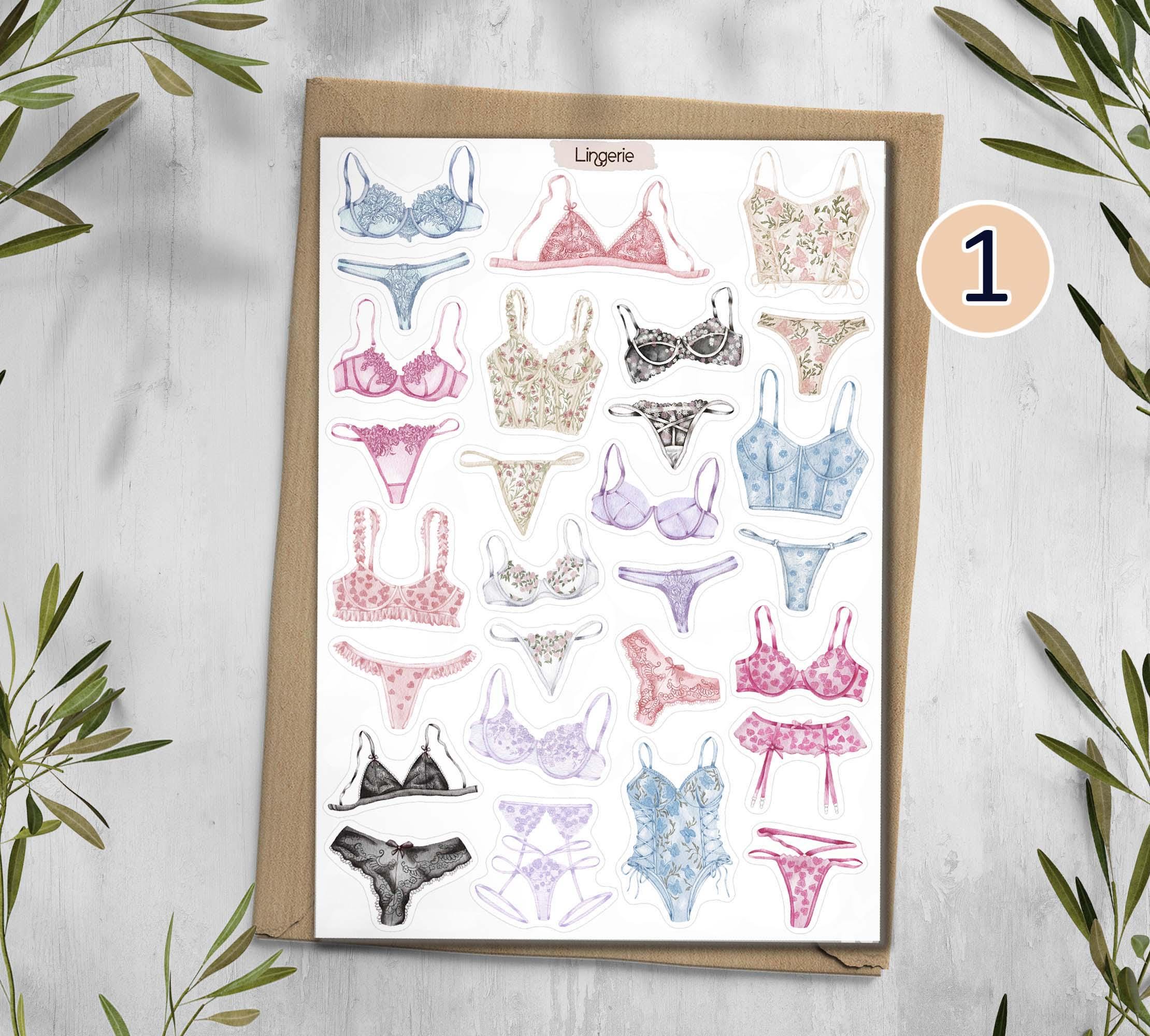 Lingerie Stickers. Lace Stickers. Fashion Stickers. Underwear Stickers. Bra Stickers. Planner, Junkjournal, Scrapbook