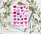 Watercolor Hearts Sticker Sheet: Planner, Journal, Scrapbook