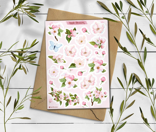 Apple Blossom Stickers: Pink Floral Planner Stickers