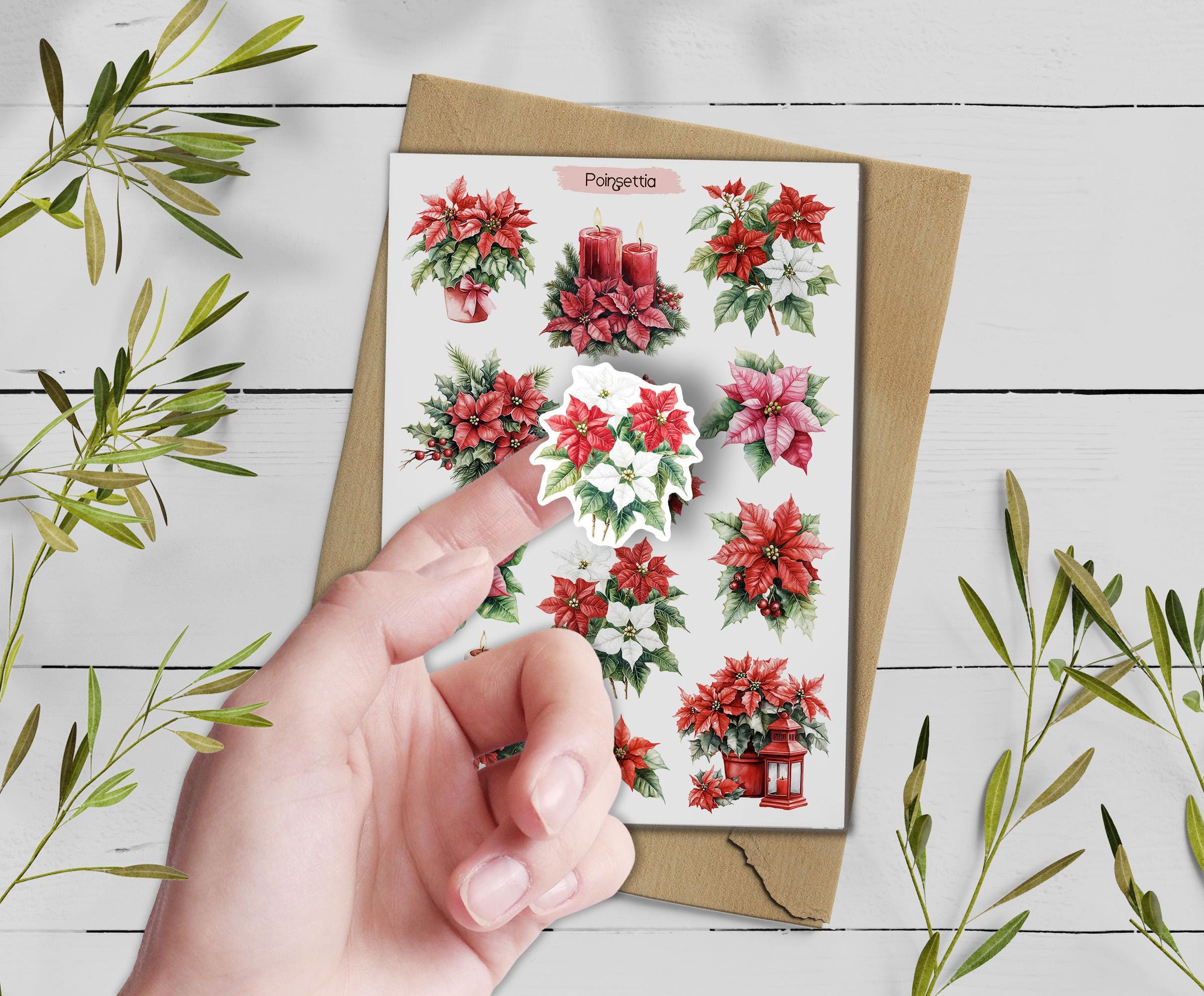 Poinsettia Christmas Stickers