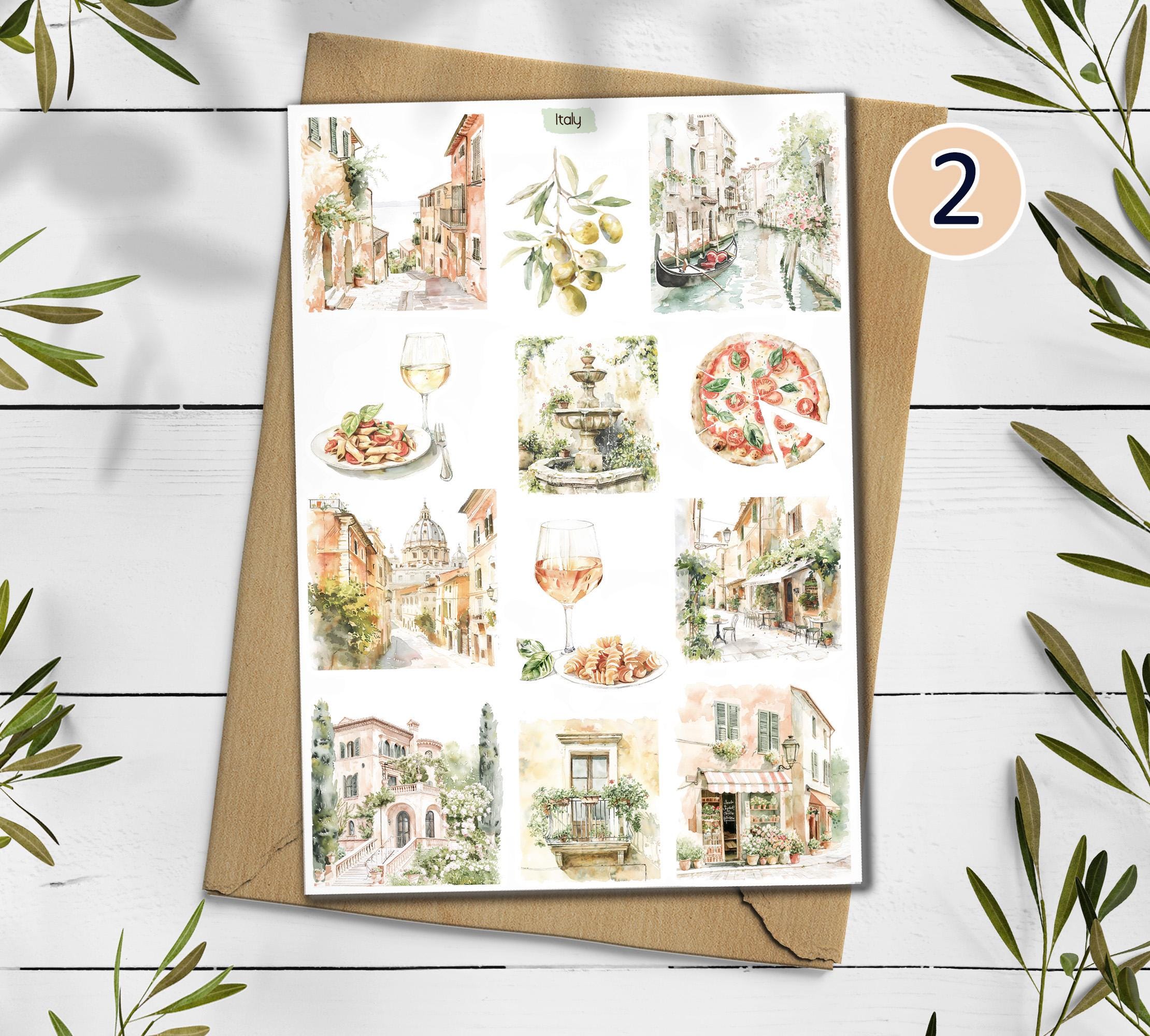 Italy Travel Stickers: Mediterranean Holiday, Planner, Scrapbook