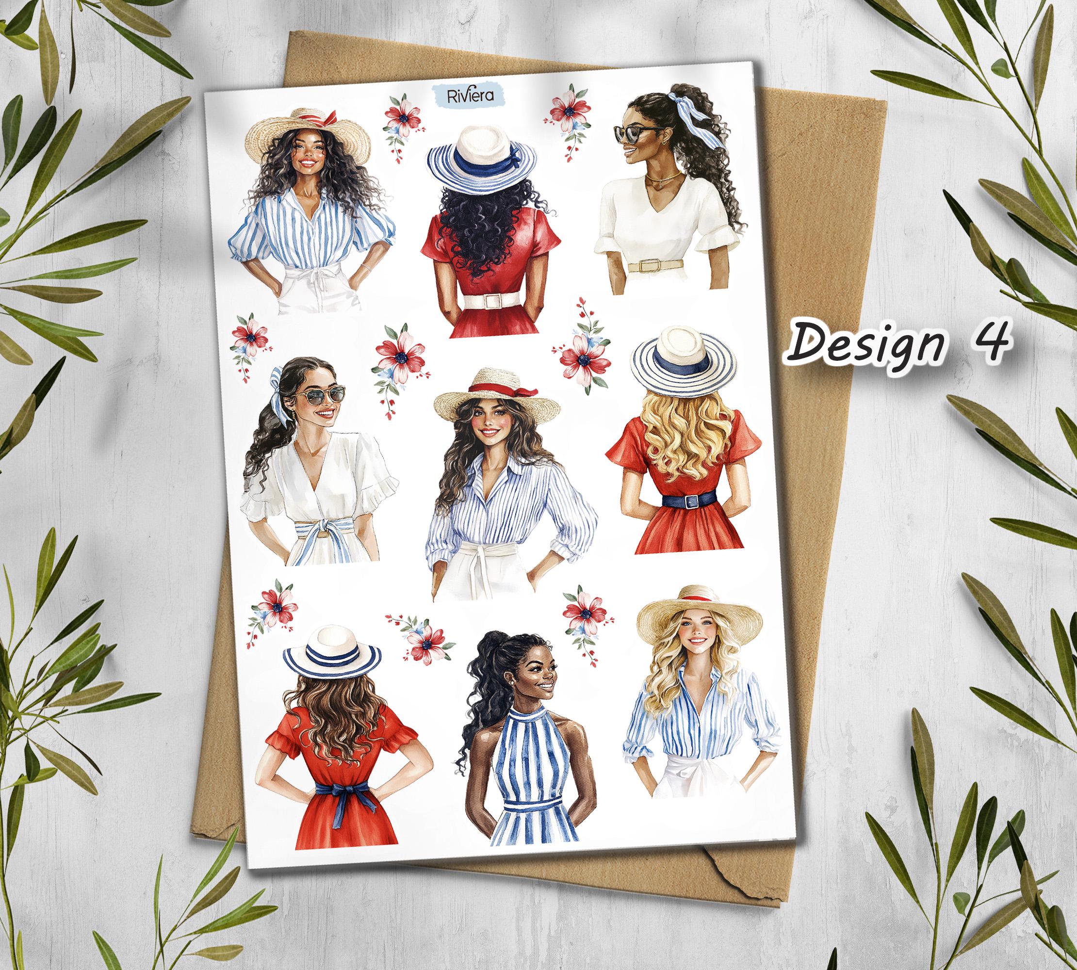 French Riviera Stickers. Summer Travel Scrapbook Stickers. Sea cost stickers