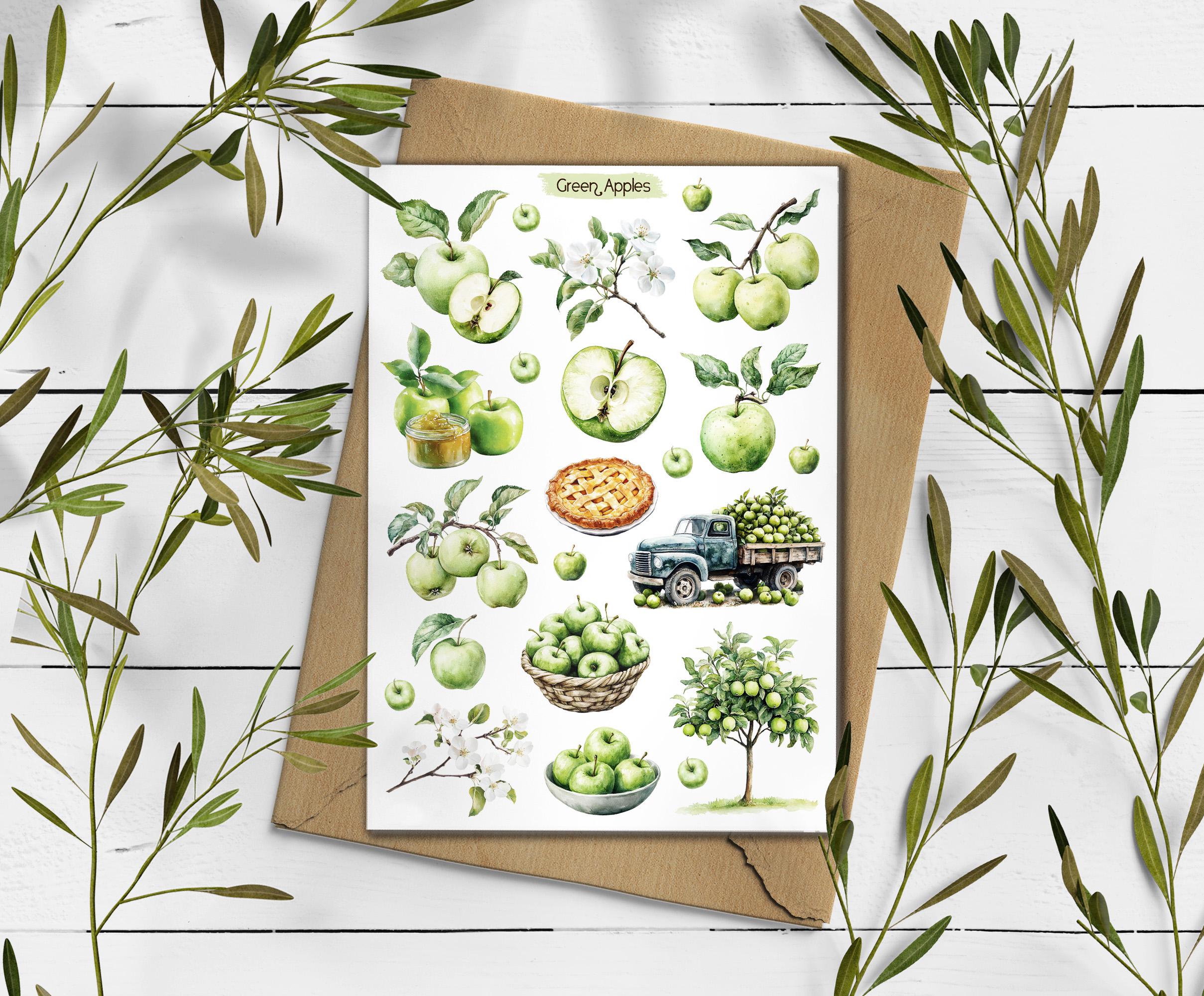 Apple Stickers: Cottagecore Planner, Scrapbook Decoration