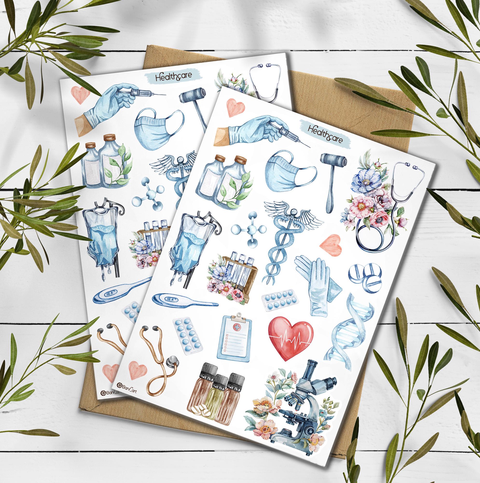 Healthcare Sticker Sheet: Nurse, Medical, Planner, Scrapbook