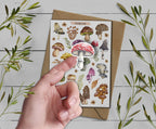 Mushroom Sticker Sheet. Autumn Foraging, Woodland Fungi Stickers. Scrapbooking, Planner Stickers