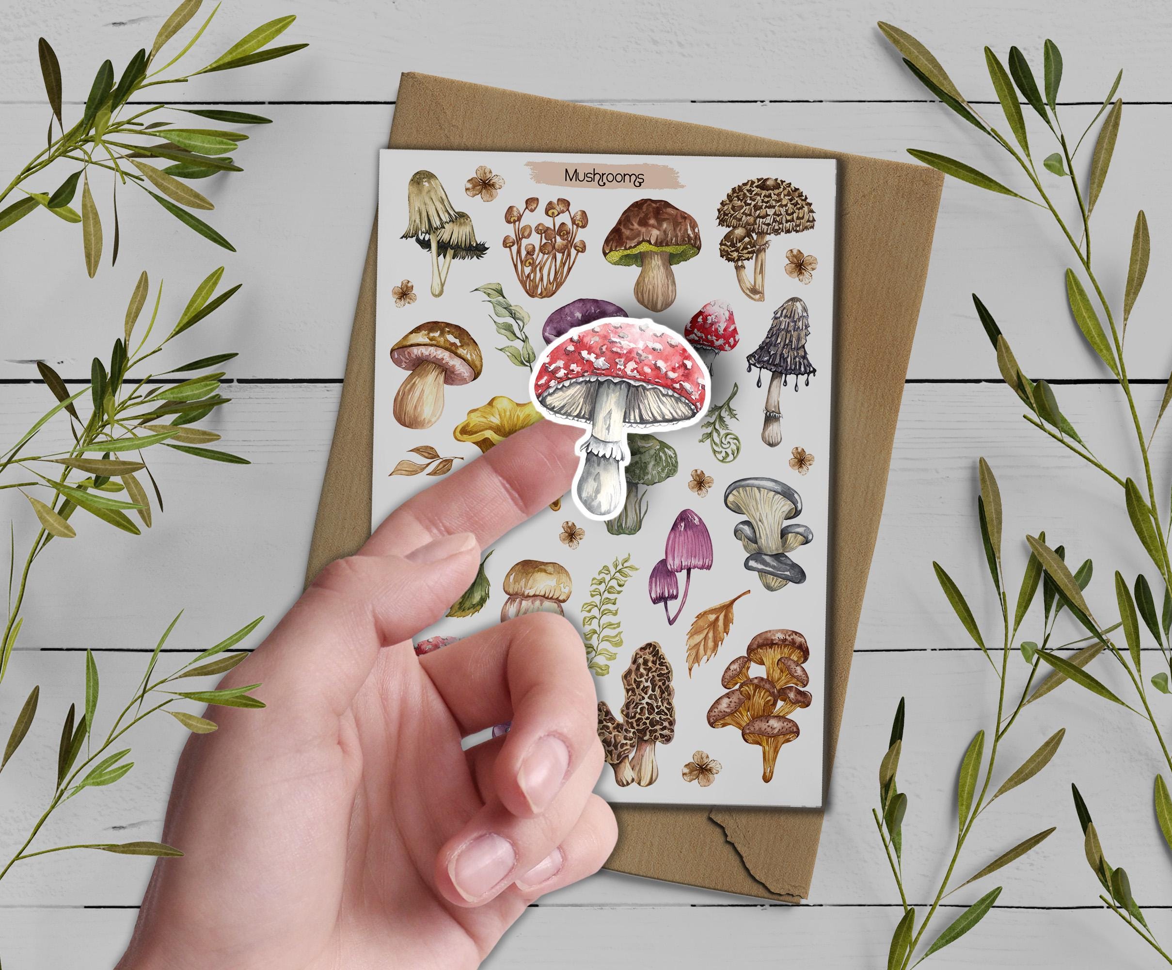 Mushroom Sticker Sheet. Autumn Foraging, Woodland Fungi Stickers. Scrapbooking, Planner Stickers