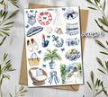 French Riviera Stickers. Summer Sea cost Travel Scrapbook Stickers