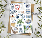 French Riviera Stickers. Summer Travel Scrapbook Stickers. Sea cost stickers