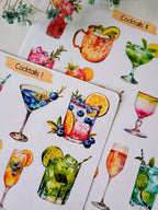 Tropical Cocktail Stickers: Summer Planner, Scrapbooking
