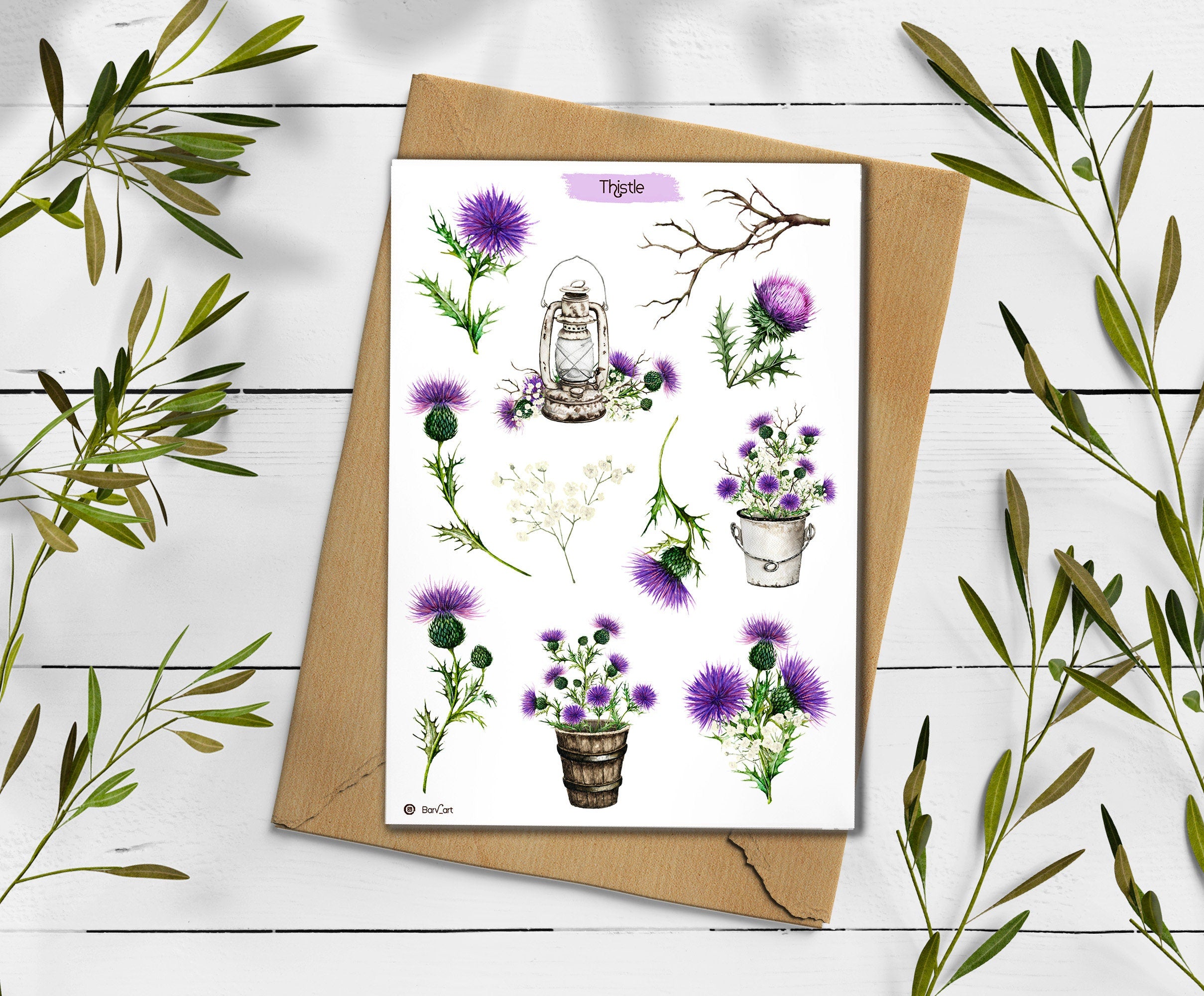 Thistle Stickers. Thistle Flowers Sticker. Wildflowers Sticker Pack. Scotland sticker. Transparent Milk Thistle Sticker. Bullet Journal