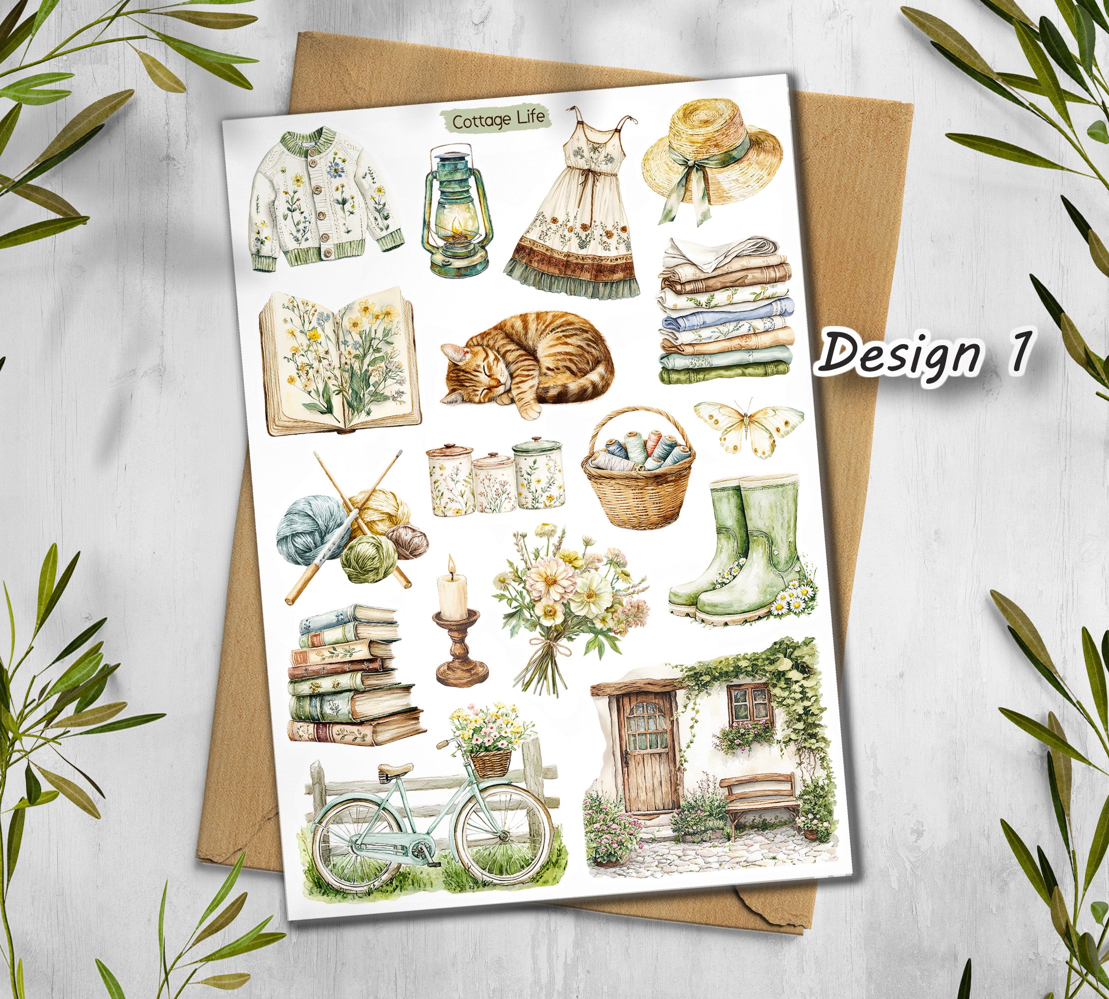 Cottagecore Stickers| Rustic Farm Scrapbook Sticker Sheet