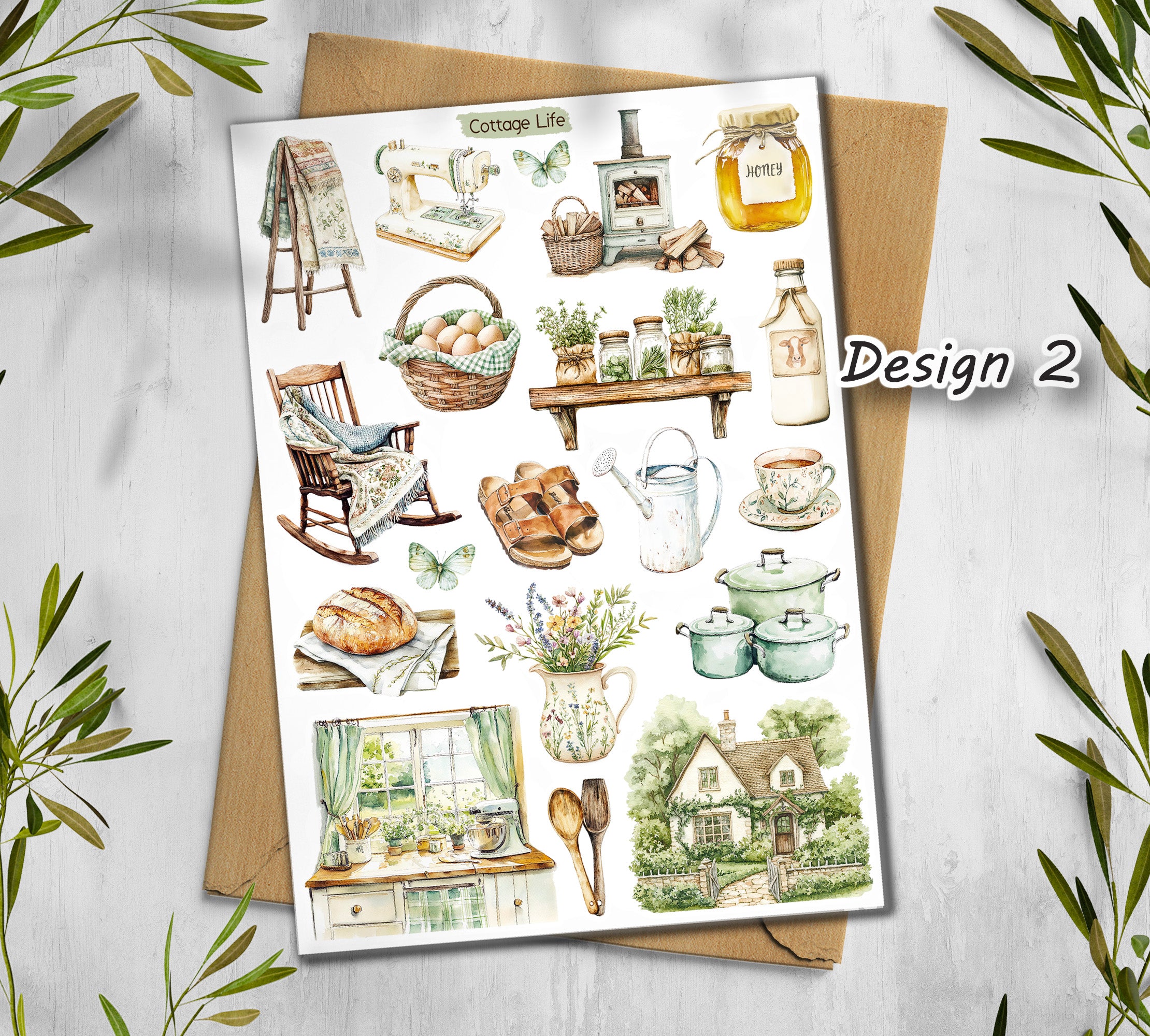 Cottagecore Stickers| Rustic Farm Scrapbook Sticker Sheet