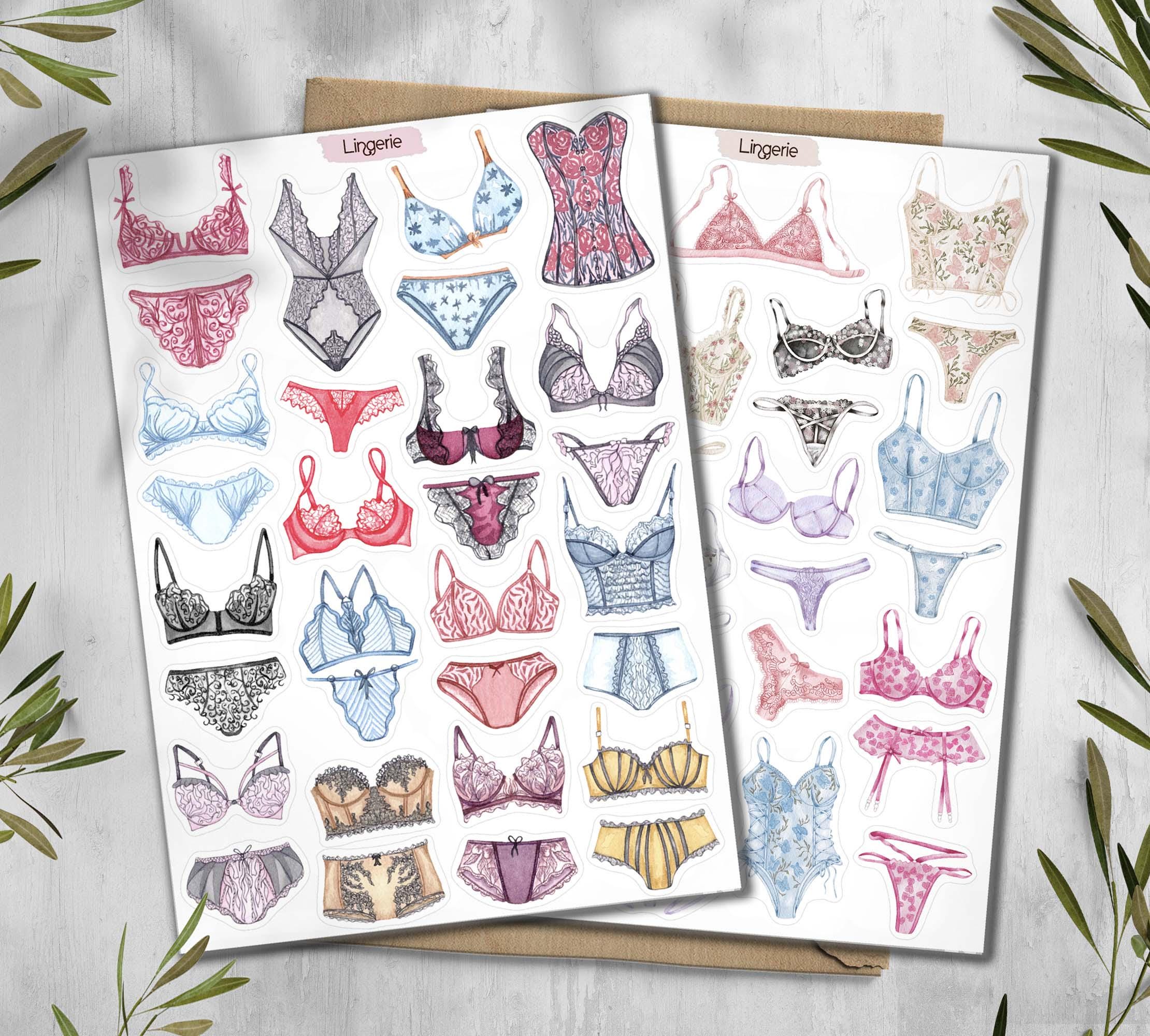 Lingerie Stickers. Lace Stickers. Fashion Stickers. Underwear Stickers. Bra Stickers. Planner, Junkjournal, Scrapbook