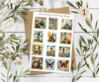 Vintage Style Stamp Stickers: Scrapbook Planner Stickers. Fake stamps stickers
