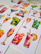 Tropical Cocktail Stickers: Summer Planner, Scrapbooking