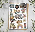 Retro Sticker Sheet. 70s Disco Style Stickers. Vintage Planner Scrapbooking Stickers