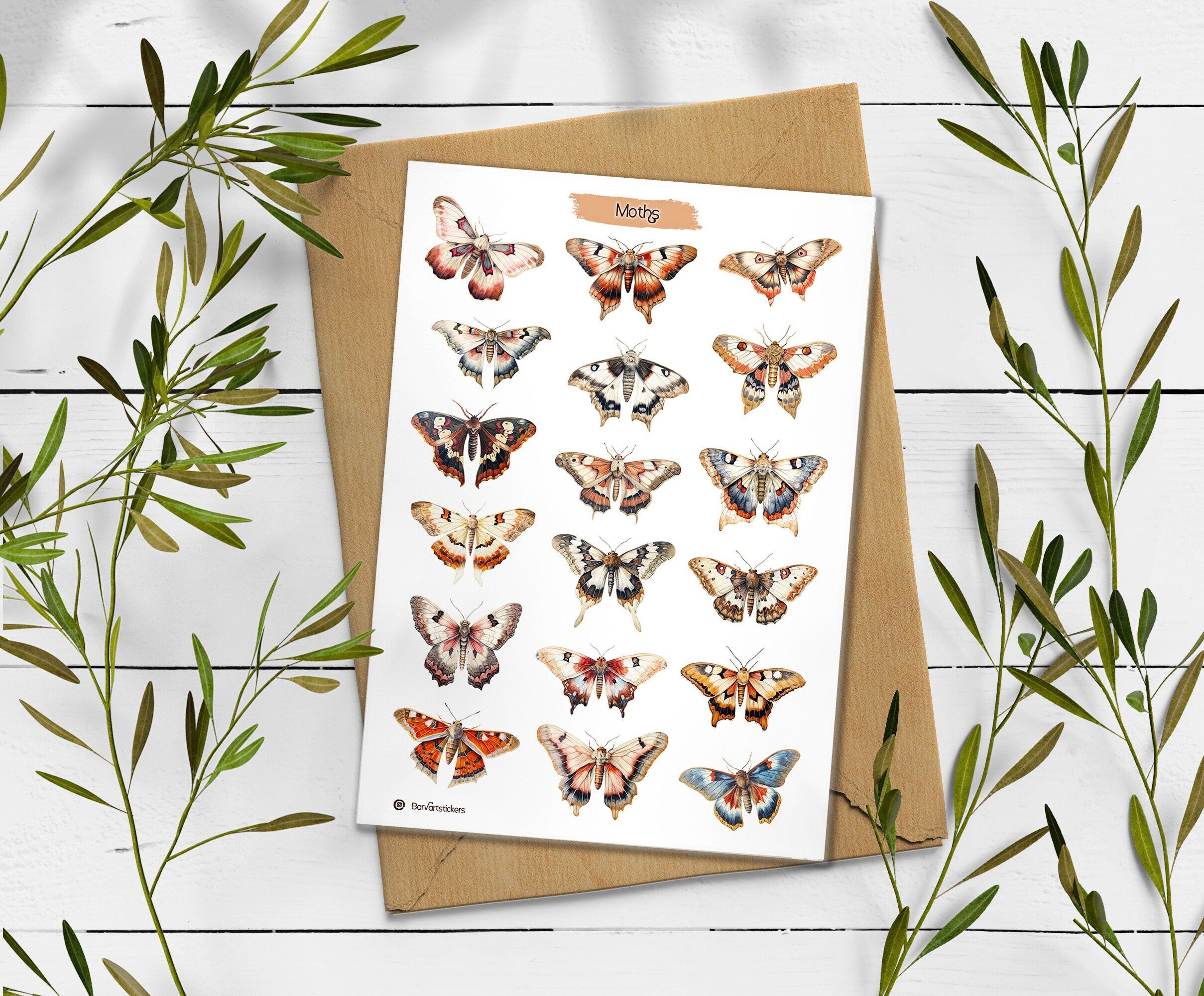 Luna Moth Sticker Sheet: Rainbow Insect Decals for Journaling