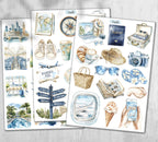 Summer Travel Stickers. Europe Holiday Stickers. Summer Planner Stickers. Scrapbooking