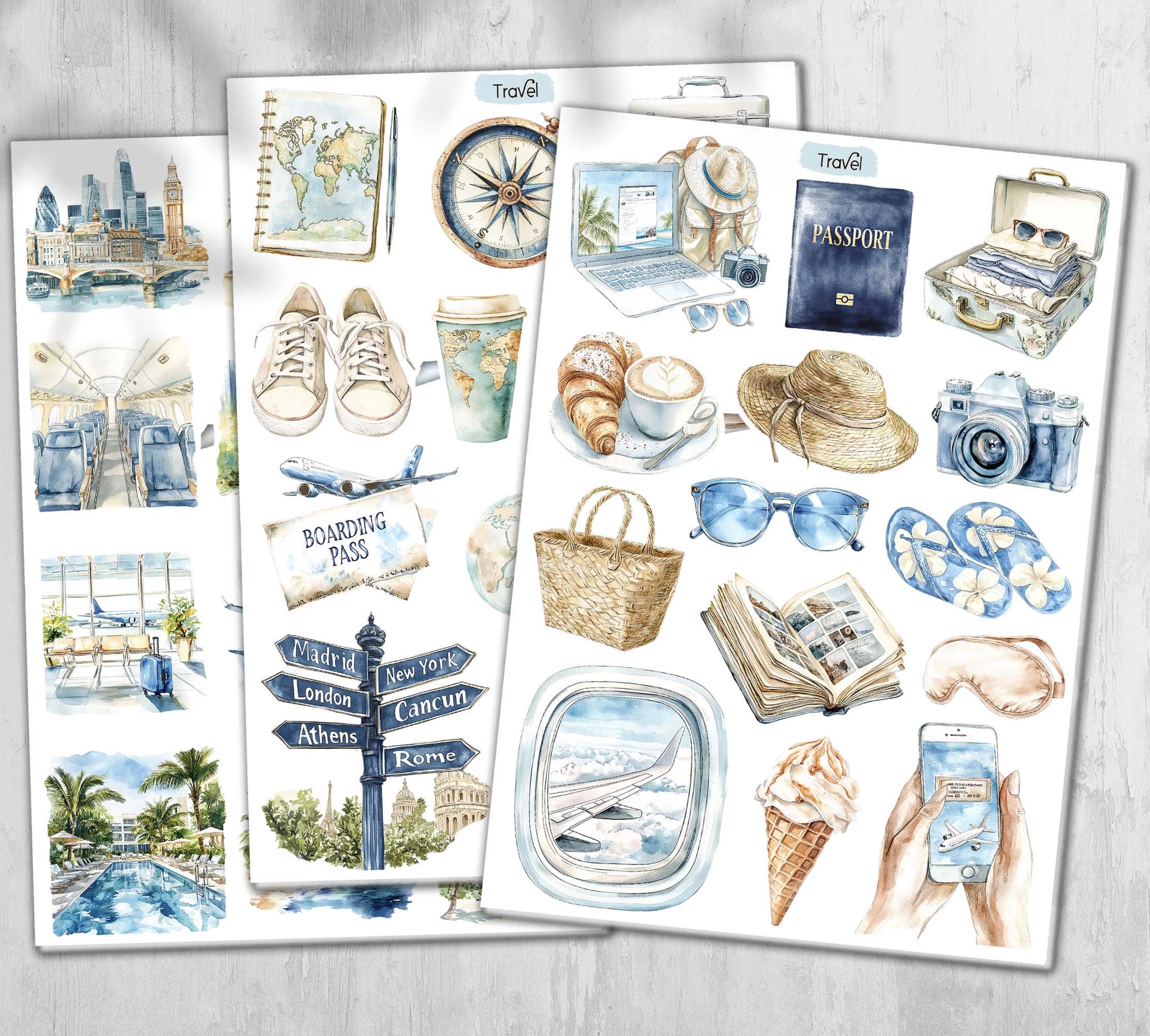 Summer Travel Stickers. Europe Holiday Stickers. Summer Planner Stickers. Scrapbooking