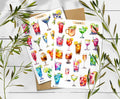 Tropical Cocktail Stickers: Summer Planner, Scrapbooking