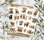 Highland Cow Stickers: Scottish Cattle, Planner Scrapbooking