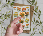 Marigold Stickers. Marigold Flowers Sticker. Wildflowers Sticker Pack. Autumn sticker. Transparent Marigold Sticker. Bullet Journal