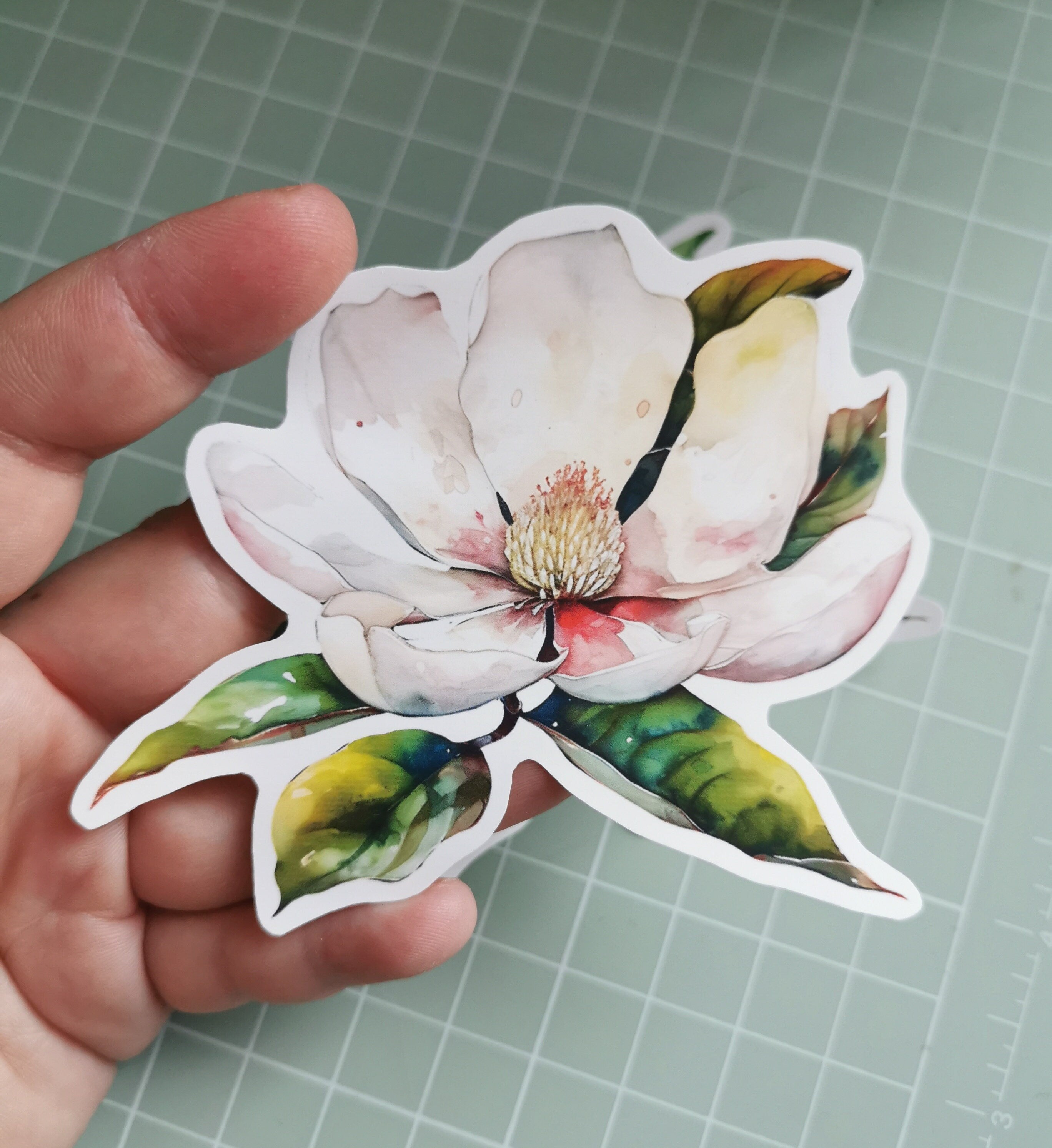 Watercolor Magnolia Sticker: Floral Spring Decal, Planner Stickers