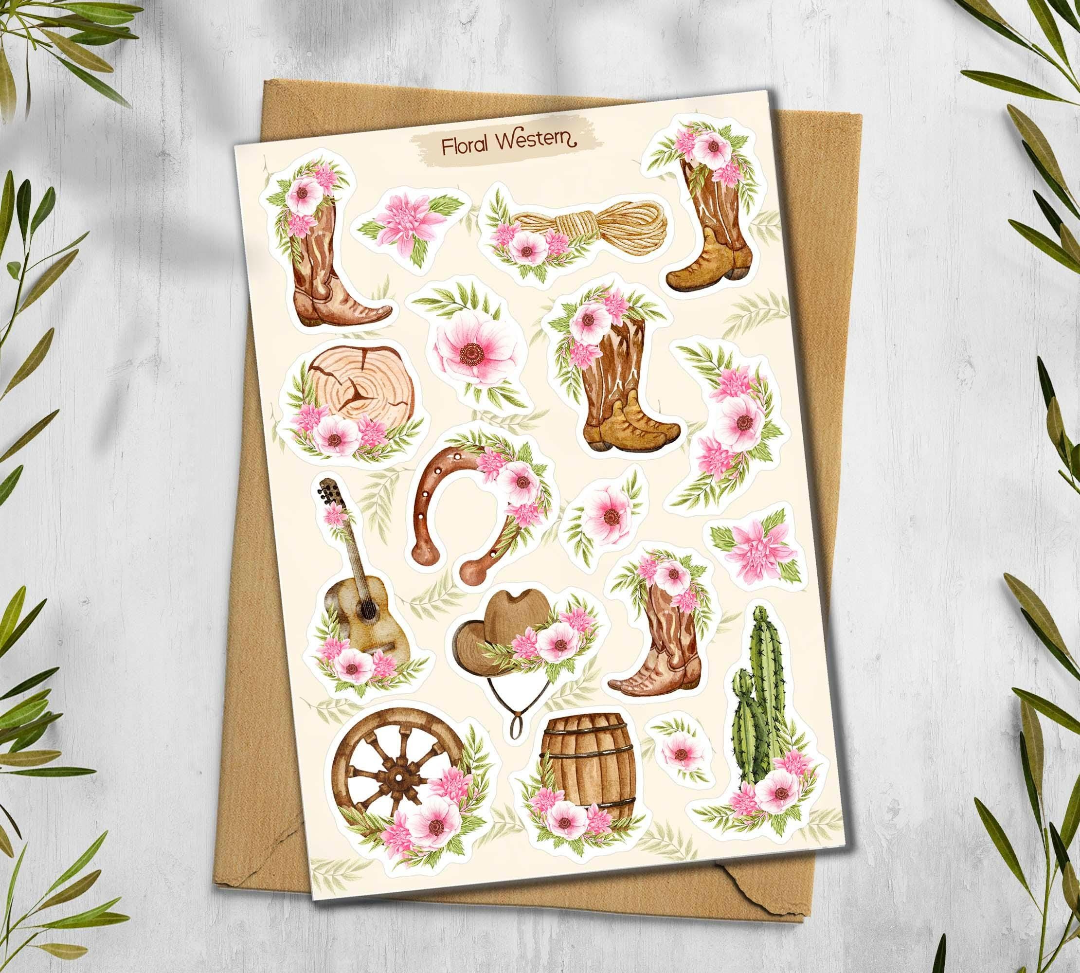 Western Boots Stickers. Cowboy Boots Stickers. Floral boots Stickers. Floral Wheel Stickers. Cowboy Stickers. Cowgirl Boots Scrapbooking