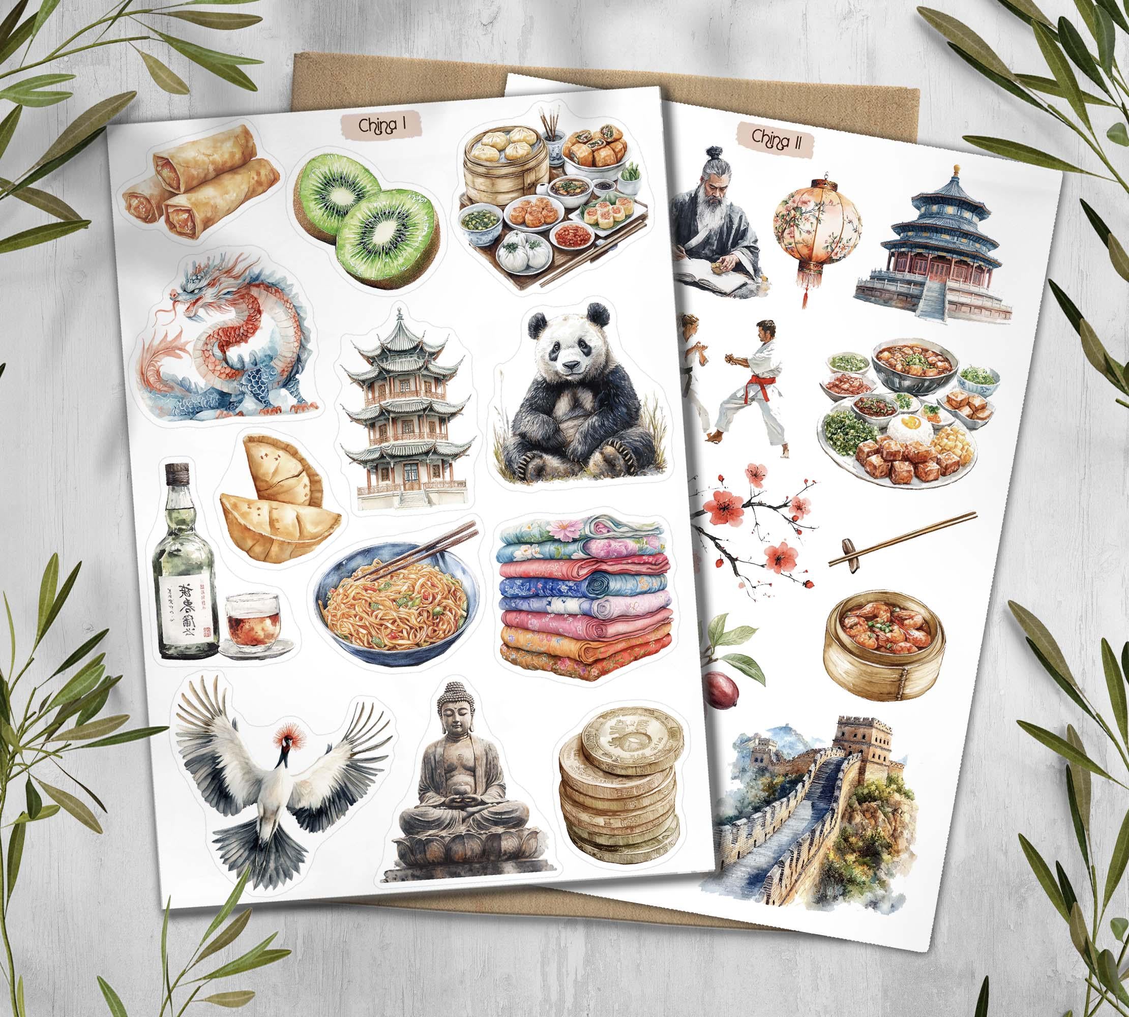 China Travel Stickers. Travel Planner Stickers. Sticker Sheet Chinese New Year. China Travel Sticker. Chinese Cuisine Sticker.