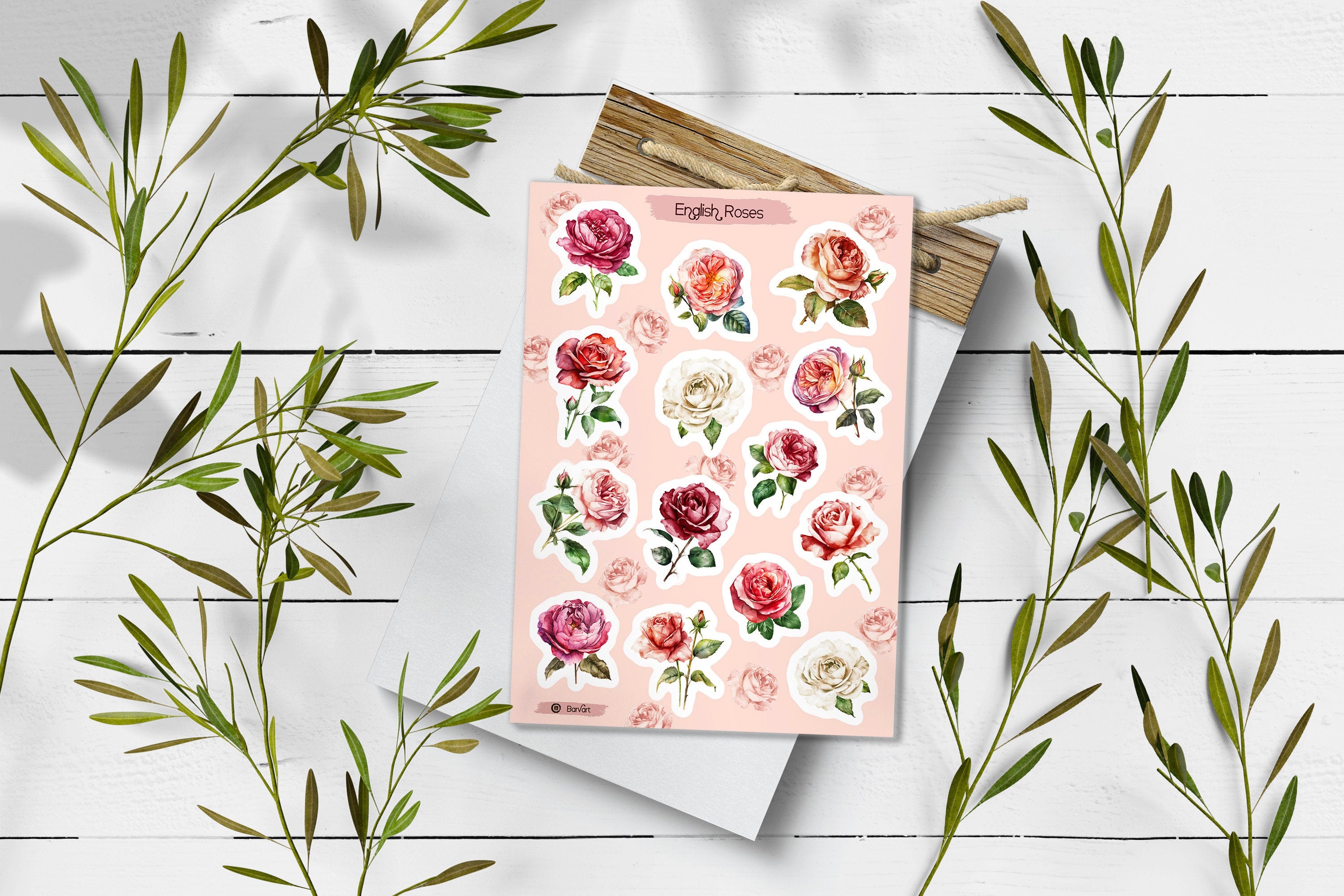 English Rose Stickers: Floral Planner Stickers (6x4 inches)
