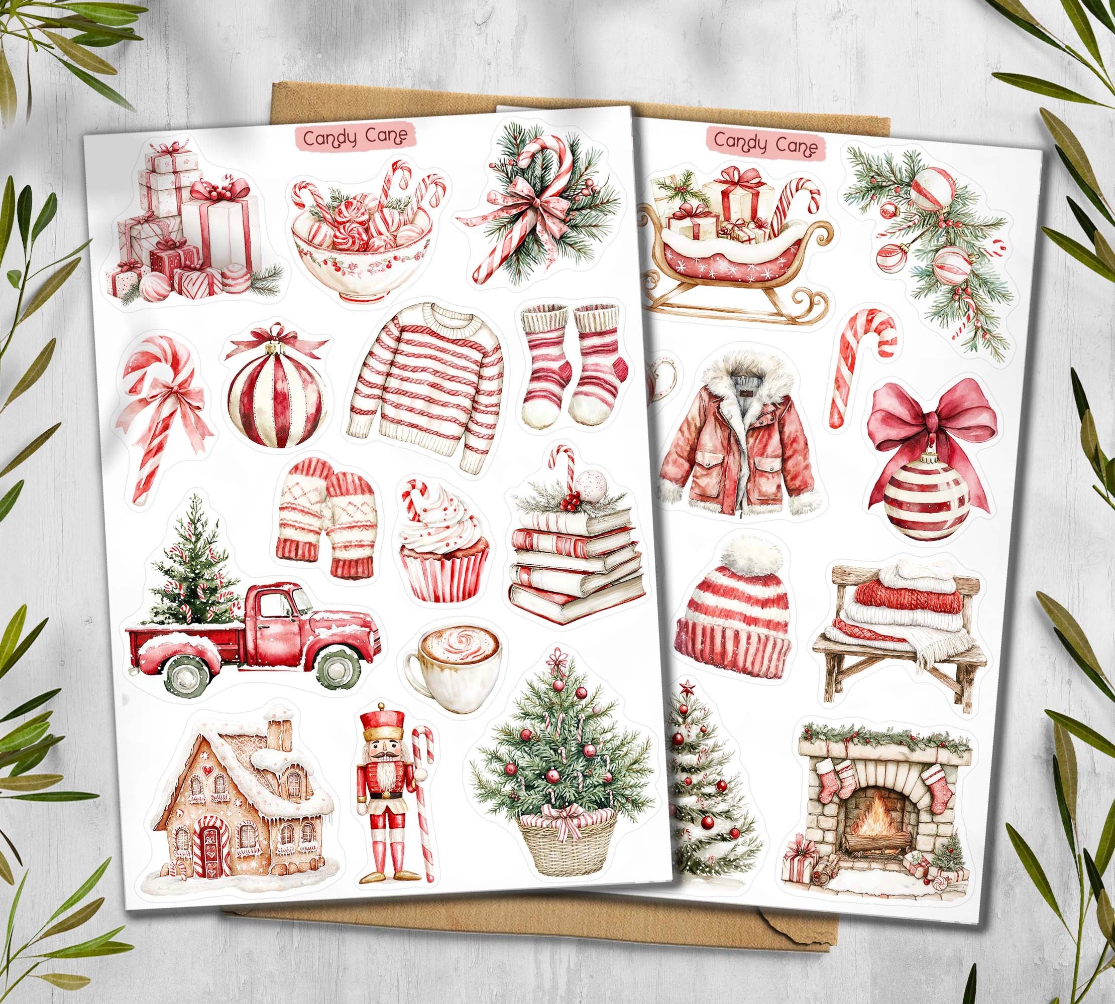 Candy Cane Winter Stickers