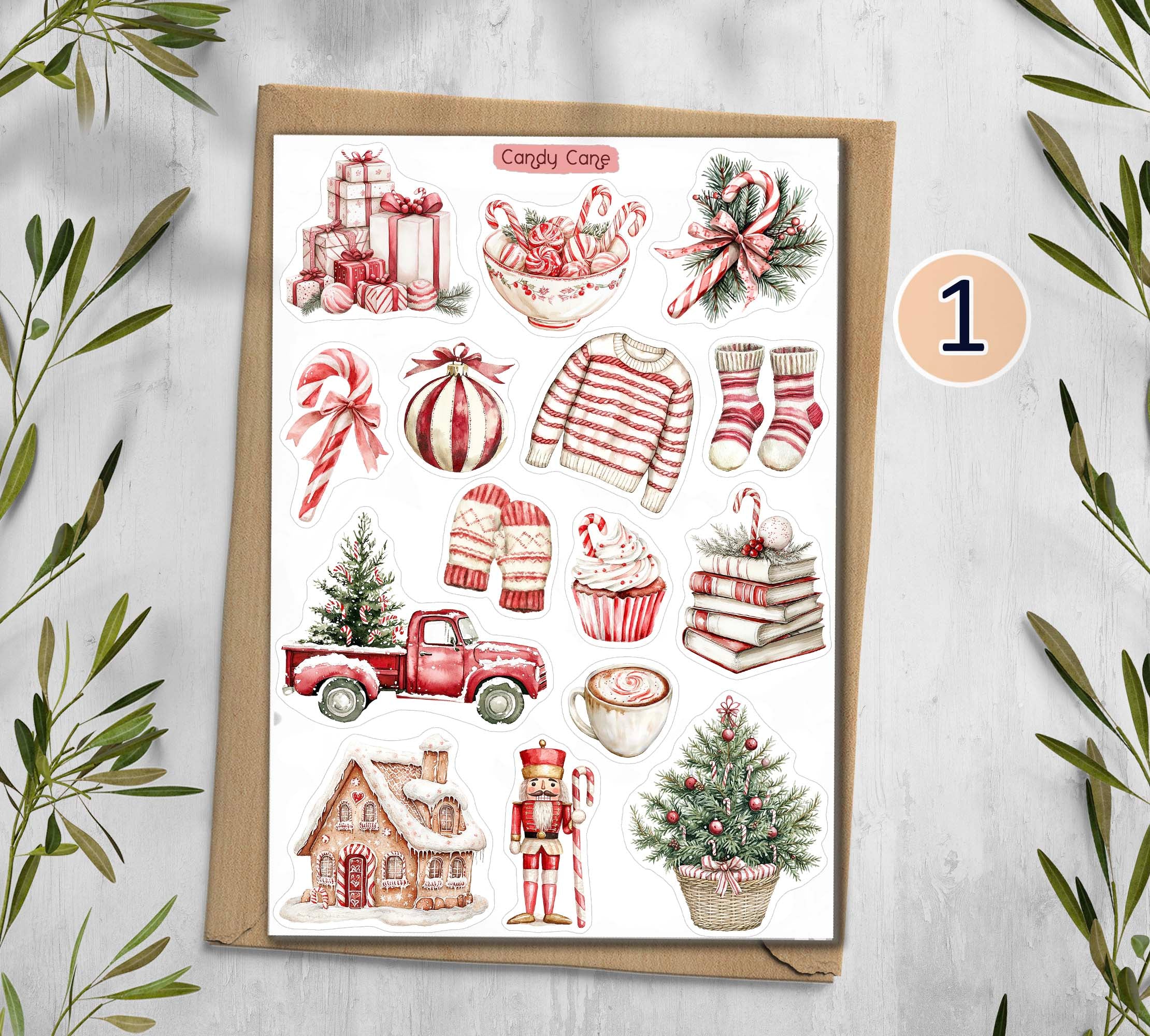 Candy Cane Winter Stickers