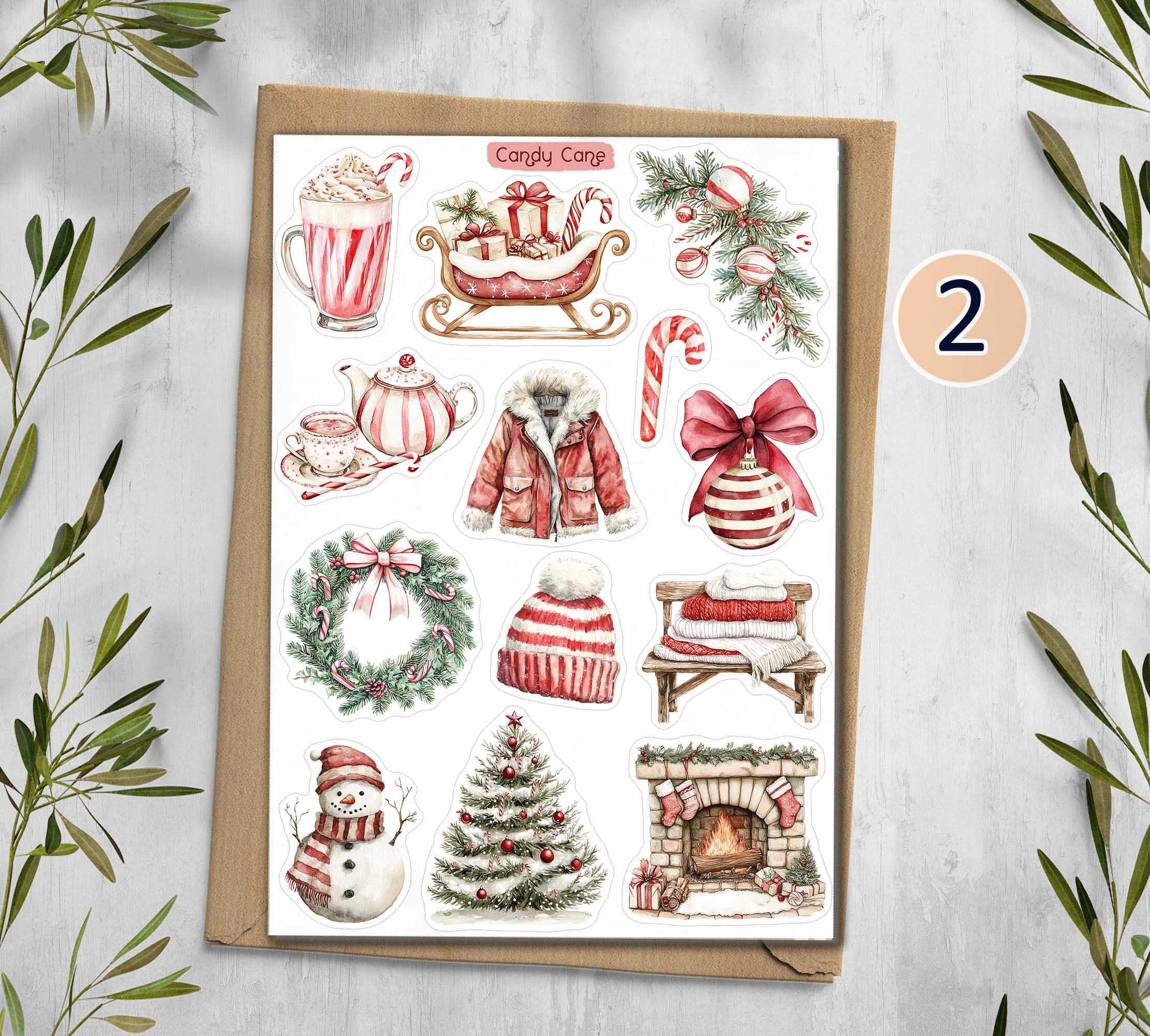 Candy Cane Winter Stickers