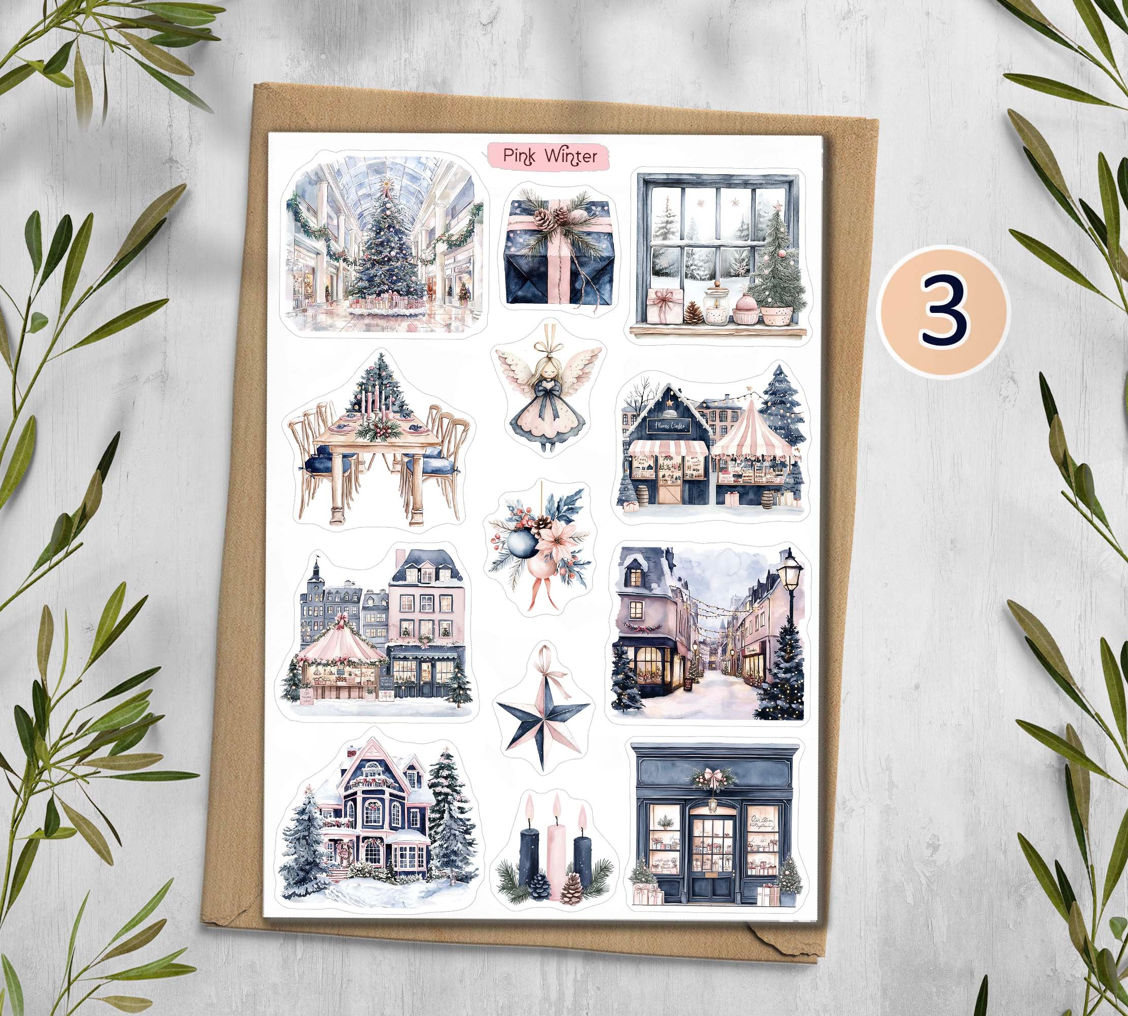 Pink Winter Sticker Sheet