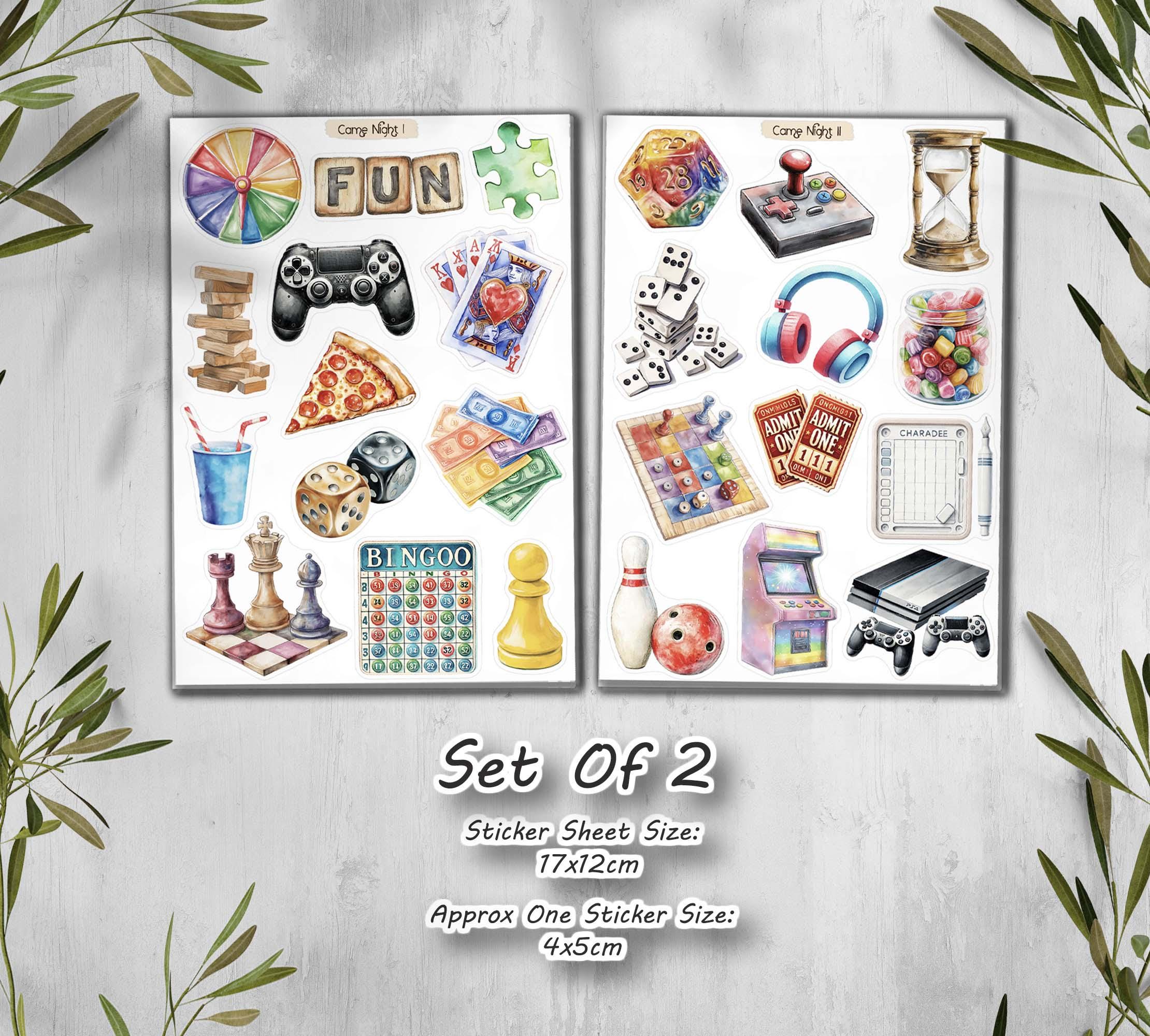 Game Night Stickers. Gaming Stickers. Bord Games Stickers. Family night Sticker Sheet. Planner Scrapbooking