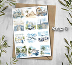 Summer Travel Stickers. Europe Holiday Stickers. Summer Planner Stickers. Scrapbooking