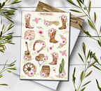 Western Boots Stickers. Cowboy Boots Stickers. Floral boots Stickers. Floral Wheel Stickers. Cowboy Stickers. Cowgirl Boots Scrapbooking
