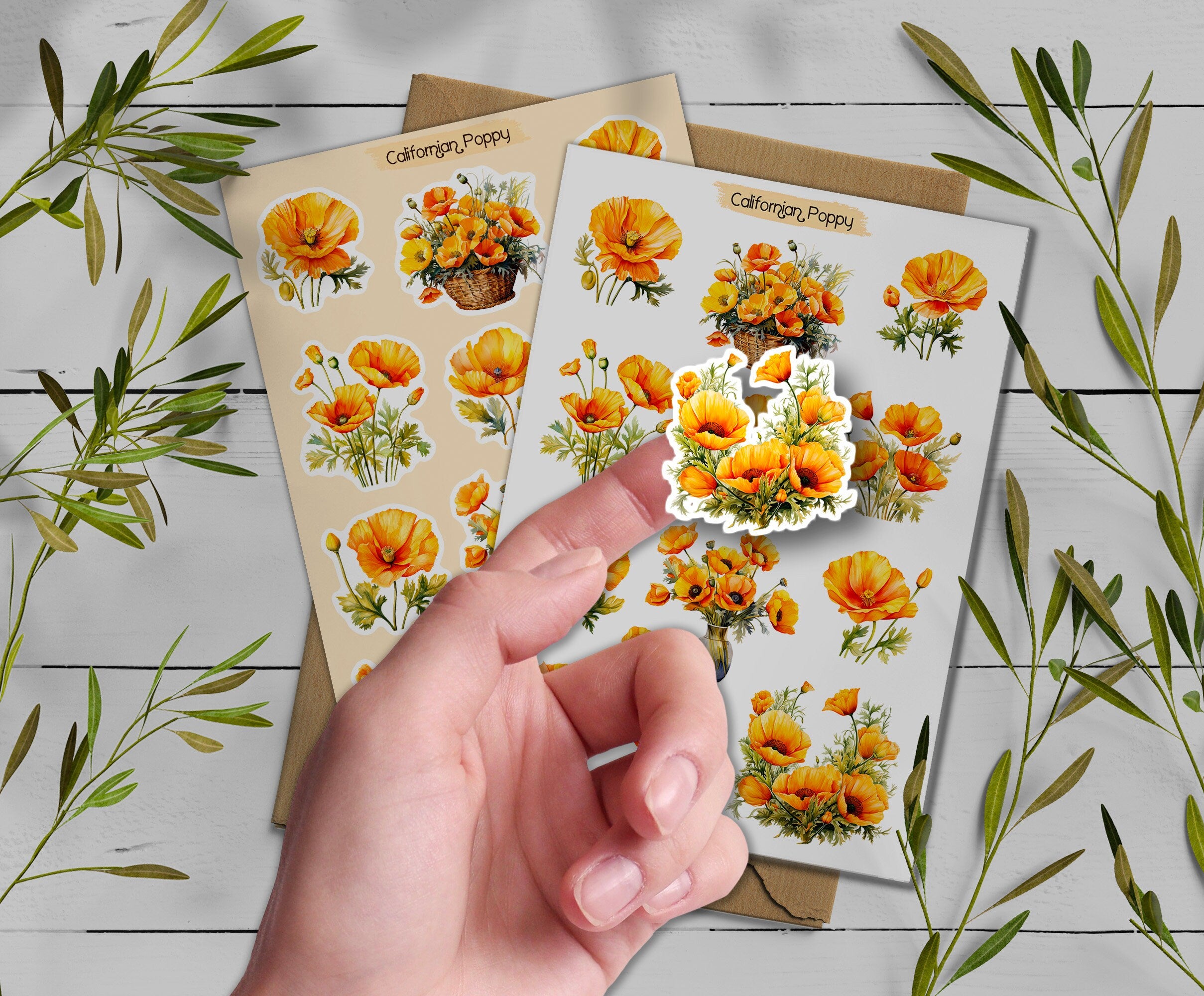 California Poppy Stickers: Wildflower Sticker Pack