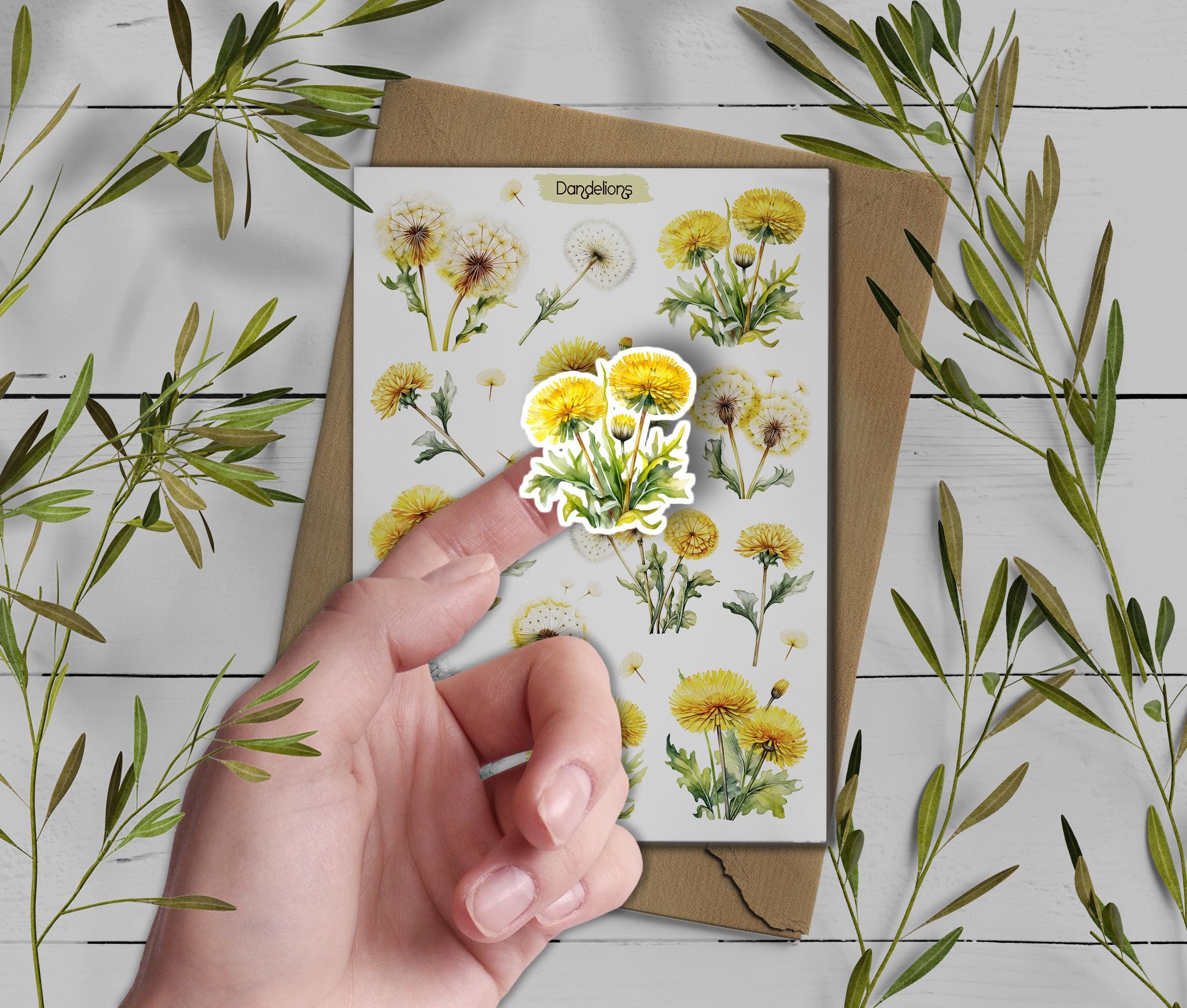 Dandelions Stickers. Wildflowers Sticker Pack. Spring Stickers. Bullet Journal, Dandelion flower Sticker Sheet. Easter Sticker.