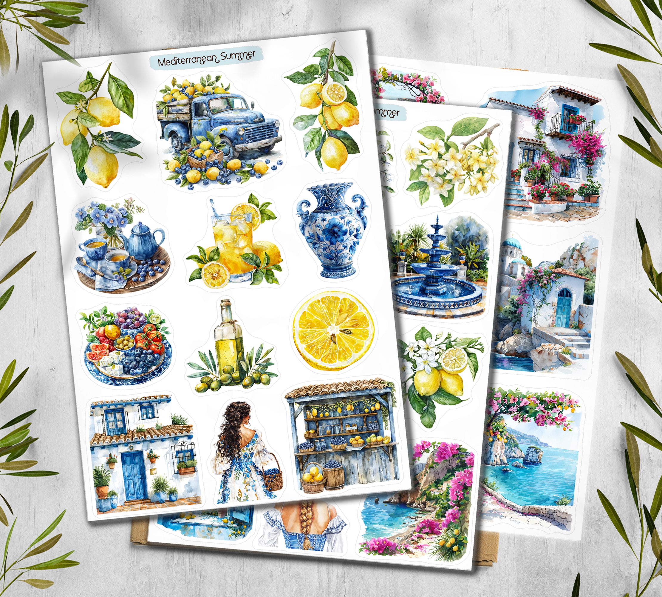 Mediterranean Summer Stickers | Travel Stickers