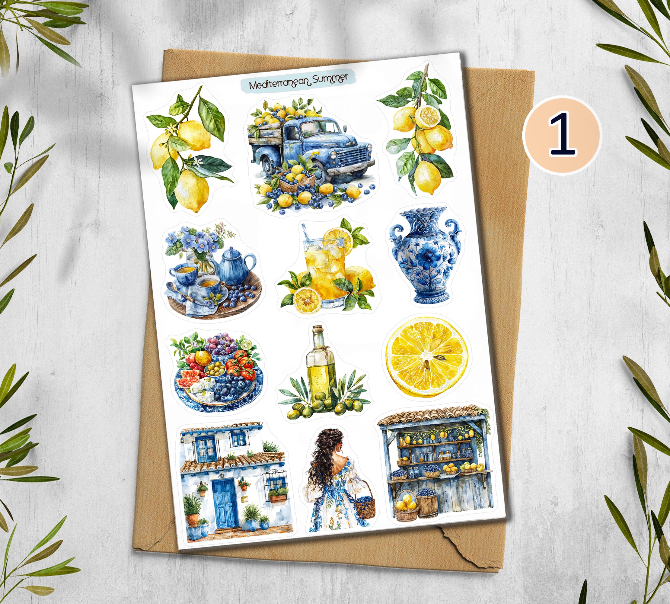 Mediterranean Summer Stickers | Travel Stickers