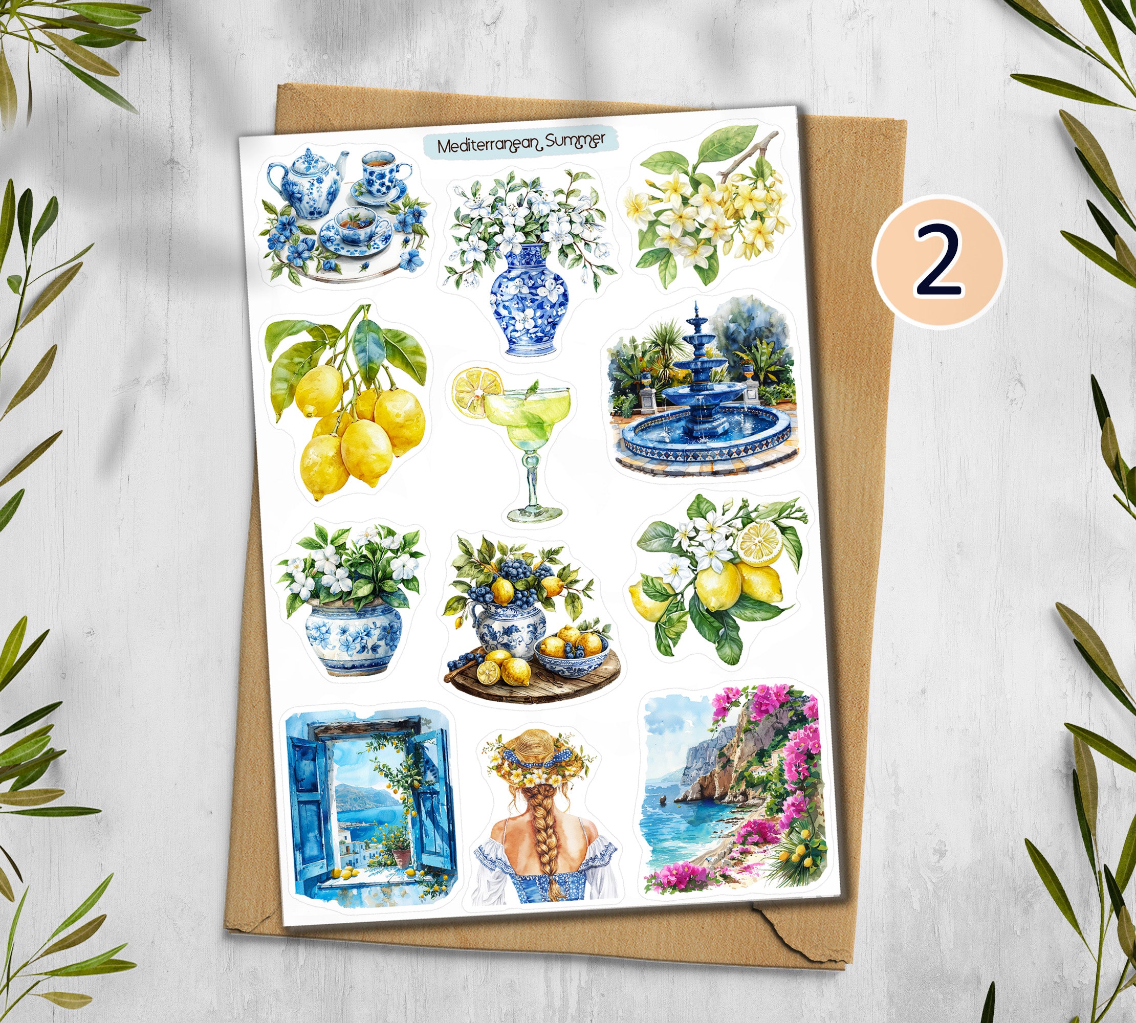 Mediterranean Summer Stickers | Travel Stickers