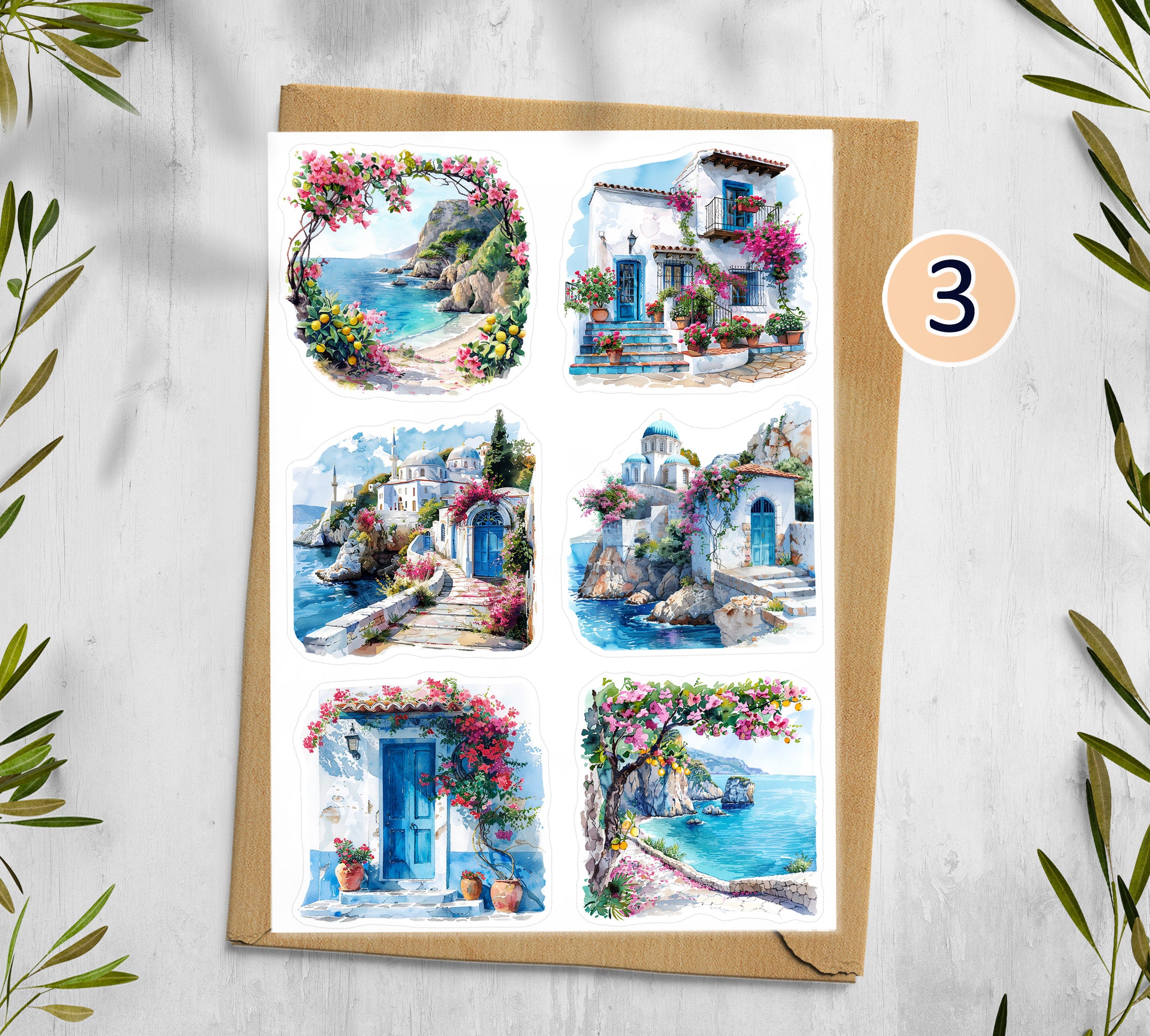 Mediterranean Summer Stickers | Travel Stickers