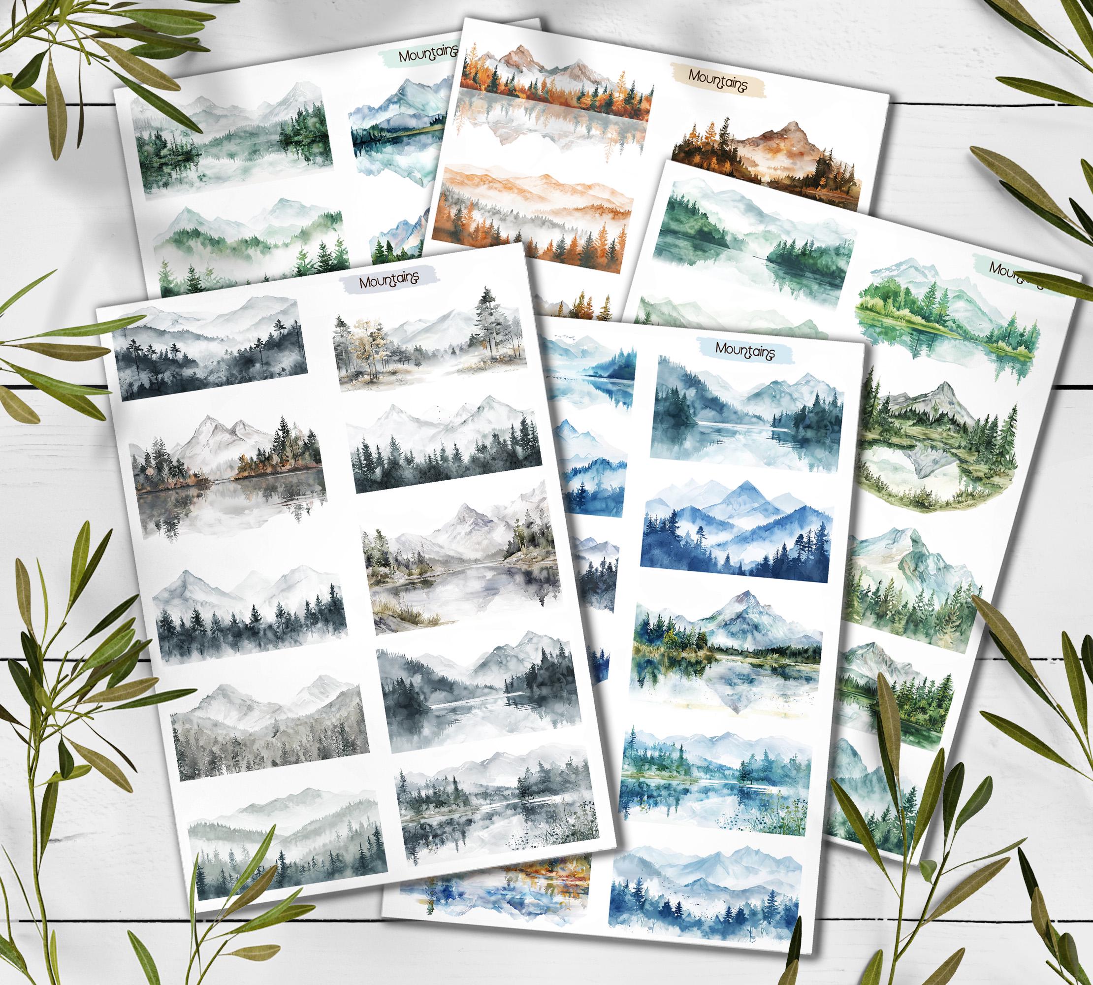 Watercolor Mountain Stickers